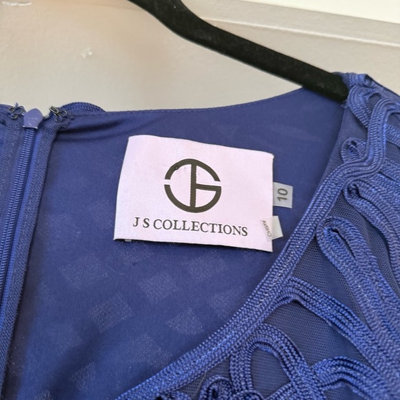 JS Collections Soutache & Mesh Navy Blue Sweetheart Neckline Dress Office Sz 10 - Picture 4 of 9